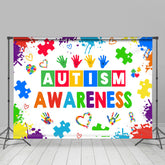 Aperturee - Colorful Ink Hand Print Autism Awareness Backdrop